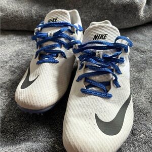 Nike White and Blue Athletic Track & Field Sprinting Shoes